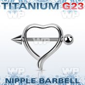unpsh13 heart shaped nipple shield w a titanium g23 barbell cone