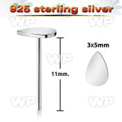 unq1a 925 silver nose stud teardrop shaped top