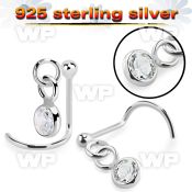uo1q4ge silver nose screw ball bezel setting dangling cz