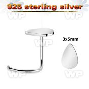 uoq1a 925 silver nose screw teardrop shaped top