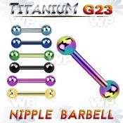 utbbnps titanium g23 anodized nipple barbell, 14g with 4mm balls