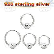 vbcr14m 925 silver ball closure earrings (1.6mm) with 5mm ball