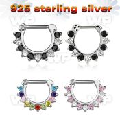 vsepcx14 925 silver septum clicker 1.6mm small mix color czs