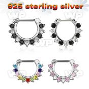 vsepcx16 925 silver septum clicker 1.2mm small mix color czs