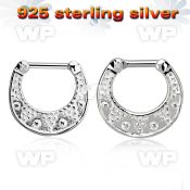 vsepf16 925 silver septum clicker w 1.6mm 316l steel closure bar