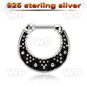 vsepfb14 silver septum clicker w black accent w 1.6mm closure bar