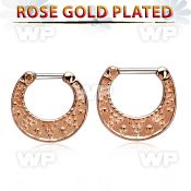 vsepfr16 silver septum clicker w real rose gold plating 16g
