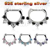 vsephx14 925 silver septum clicker 1.2mm 3 big 4 small cz stone