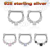 vsepl14 high hanging 925 silver septum clicker 1.2mm w 5cz stone