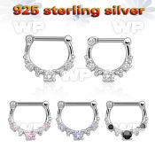 vsepl16 high hanging 925 silver septum clicker 1.6mm w 5cz stone