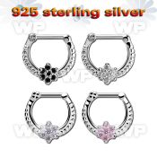 vsepr16 silver septum clicker 14g w a flower made from cz stone