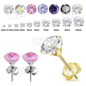 w3ga steel claw set ear studs cubic zirconia stones