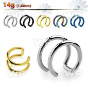 w6d surgical steel clip on fake helix clip indouble ring desi belly piercing
