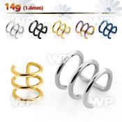 w6dz surgical steel fake helix clip triple ring