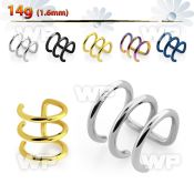 w6dz surgical steel fake helix clip triple ring