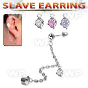 wa1b0 steel fake slave helix clip chain dangling dolphin cz belly piercing