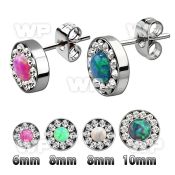 wada165 pair of steel fake plug ear studs crystal rim synthetic ear lobe piercing