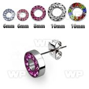 wada16 pair of surgical steel fake cheater flesh tunnel ear stud ear lobe piercing