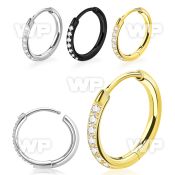 wakly 1 pair steel hinged huggie earrings small cz