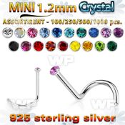wholesale silver nose screw bulk w 1.2mm crystal top