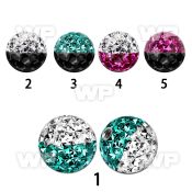 wjdat 8mm ball ferido glued multi crystals in two color design belly piercing