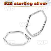 wu1x silver seamless nose ring hexagon shape design