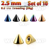 xcnt25xs 2.5mm anodized surgical steel cones threading 0.8mm