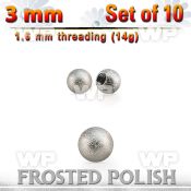 xfobal3g 10 pcs of 3mm 316l steel ball w frosted surface 1.6mm