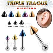 xwfr46u ion plated 316l steel triple tragus piercing 1 2mm 3mm tragus piercing