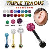 xwfr6da ion plated 316l steel triple tragus piercing 1 2mm 3mm tragus piercing