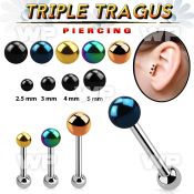 xwfr74 ion plated 316l steel triple tragus piercing 1 2mm 3mm tragus piercing