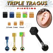 xwfrd1 ion plated 316l steel triple tragus piercing 1 2mm 3mm tragus piercing