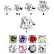 zrin prong set cz top for 16g internal threaded body jewllery