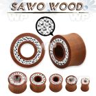13mjda sawo wood double flare flesh tunnel clear ferido glued ear lobe piercing