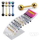 144r6 display w of ion plated surgical steel tongue bar 1 6mm tongue piercing