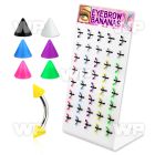 14cjfek display w surgical steel micro bananas 1 2mm 3mm cones eyebrow piercing