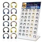 14cjfy display w of ion plated surgical steel cbr horseshoes belly piercing
