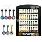 14urc display w of ion plated steel belly bananas 1 6mm 5 8mm belly piercing