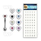 14uwjs box 25 pcs of 316l steel micro banana w small heartcenter eyebrow piercing