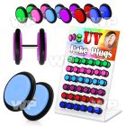 17640p display w acrylic uv fake cheater plugs o ring s in mixed belly piercing
