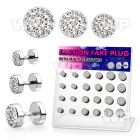 17640y display w 24 multi crystal steel fake plugs