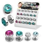 1764ekk display w steel fake cheater plug big ferido glued swarov ear lobe piercing
