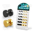 1764epy display w gold black ion plated 316l steel fake cheater ear lobe piercing