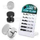 1764ess display w black ion plated 316l steel fake cheater plug ear lobe piercing