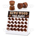 1764est display w black sawo wood fake plugs surgical steel cente ear lobe piercing