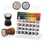 1764ety display w black areng sawo wood fake cheater plugs feri ear lobe piercing