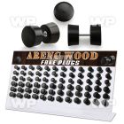 1764eyy display w of black areng wood fake plugs surgical steel ear lobe piercing