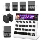 1764eze display w of black steel fake plug square sides size 6mm ear lobe piercing