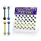 1764l display w ion plated surgical steel tongue bars 1 6mm tongue piercing