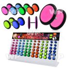 1764t94 display w mixed color acrylic uv fake cheater plugs o rin belly piercing
